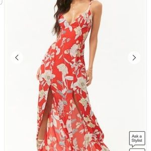 NWT Lace-up Floral Print Maxi Dress